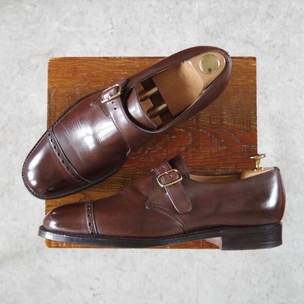 極上★チャーチ 70F/UK7【貴重★100ラスト/EXMOUTH】モンクストラップ/ネバダカーフ/濃茶/メンズ/Church's★i717