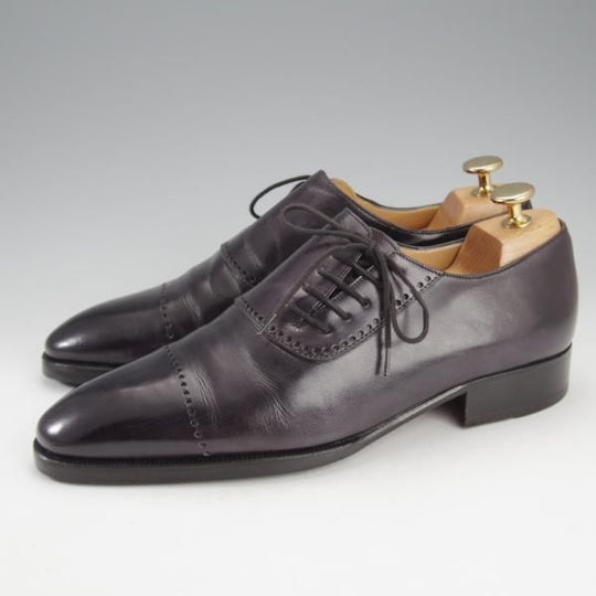 極上★(伊)アルティオリ SIZE 6【定価15万円以上★黒〜ネイビー系パティーヌ/サイドレース】カーフ/メンズ/ARTIOLI★i719