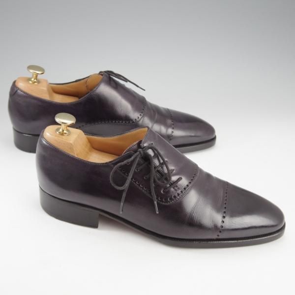 極上★(伊)アルティオリ SIZE 6【定価15万円以上★黒〜ネイビー系パティーヌ/サイドレース】カーフ/メンズ/ARTIOLI★i719