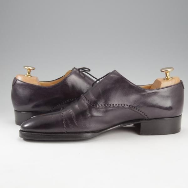 極上★(伊)アルティオリ SIZE 6【定価15万円以上★黒〜ネイビー系パティーヌ/サイドレース】カーフ/メンズ/ARTIOLI★i719