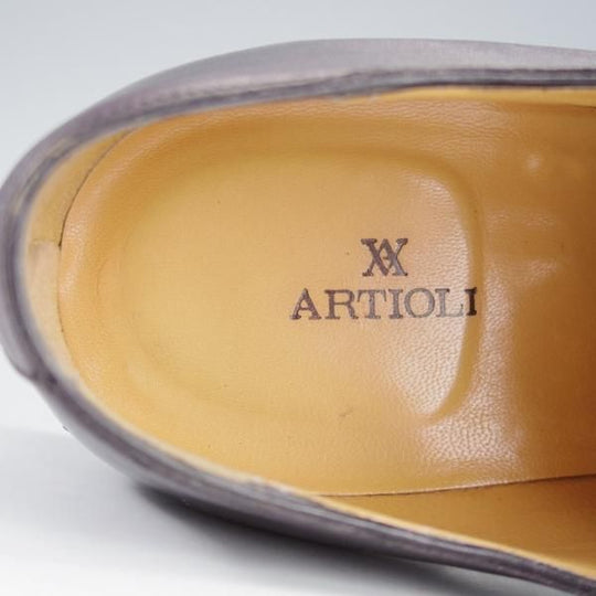 極上★(伊)アルティオリ SIZE 6【定価15万円以上★黒〜ネイビー系パティーヌ/サイドレース】カーフ/メンズ/ARTIOLI★i719