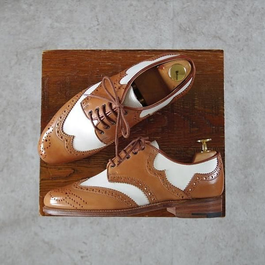 未使用★トリッカーズ(レディース) SIZE 4.5【貴重★コンビ仕様/フルブローグ】L7003/茶×白/カーフ/メンズ/Tricker's★i720
