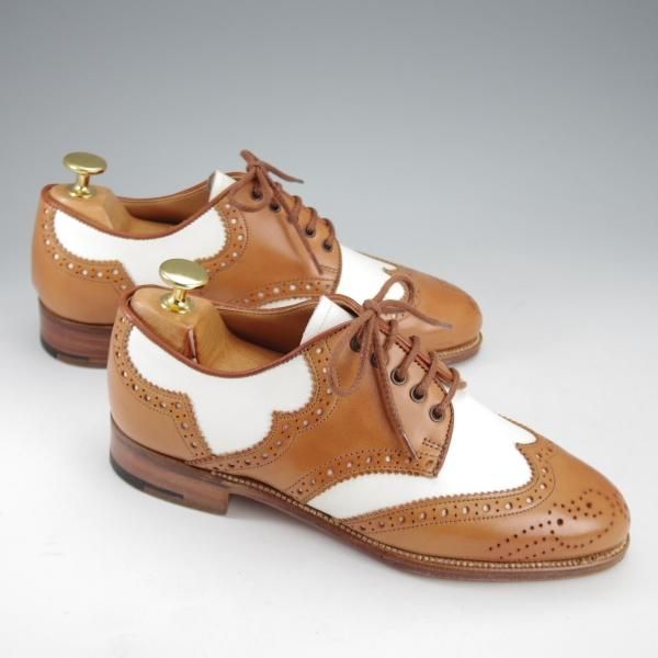 未使用★トリッカーズ(レディース) SIZE 4.5【貴重★コンビ仕様/フルブローグ】L7003/茶×白/カーフ/メンズ/Tricker's★i720