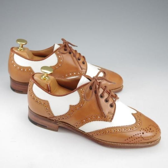 未使用★トリッカーズ(レディース) SIZE 4.5【貴重★コンビ仕様/フルブローグ】L7003/茶×白/カーフ/メンズ/Tricker's★i720