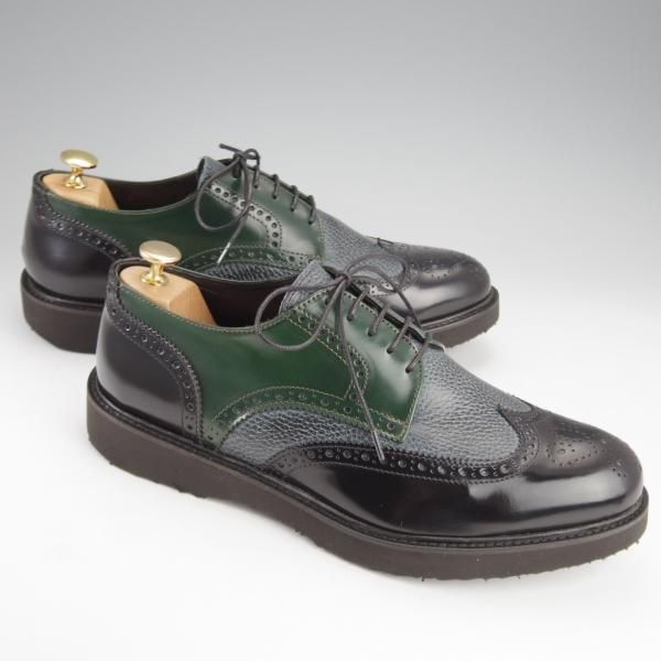 ほぼ試着程度★(伊)MARECHIARO 1962/マレキアーロ SIZE 44【★フルブローグ/マルチ】ポリッシュレザー×シボ革/メンズ★i721