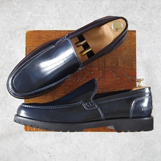 未使用★(伊)アンジェロ・パロッタ SIZE 45【★ローファー/紺】スリッポン/ポリッシュレザー/メンズ/ANGELO PALLOTTA★i722