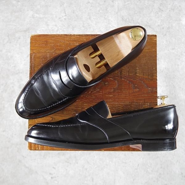 極上★クロケット&ジョーンズ 9EE【★ハートフォード/HERTFORD】フルストラップ/コインローファー/カーフ/黒/メンズ/Crockett&Jones★i731