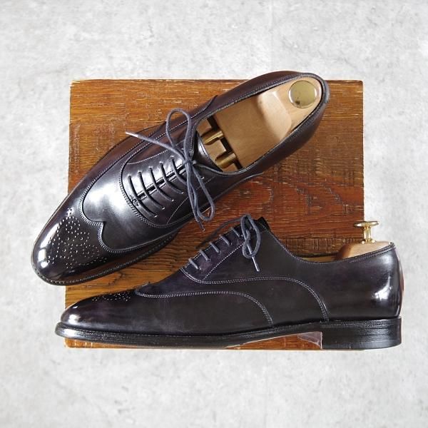 極上★ジョンロブ SIZE 41【貴重★エルメス別注/HERMES/ミュージアムカーフ】JOHN/H103ラスト/黒/メンズ/JOHN LOBB★i732