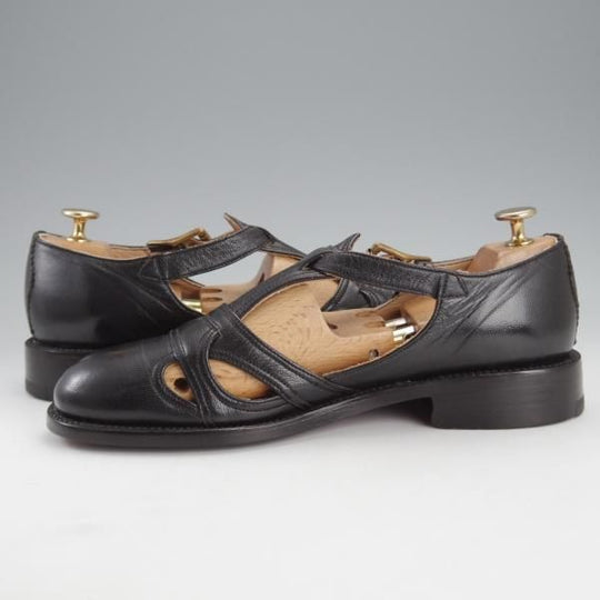 極美品★(米)YUKETEN/ユケテン 75D/US7.5【定価￥73,440-★山羊革/ゴートレザー/グルカサンダル】Tストラップ/黒/メンズ★i734