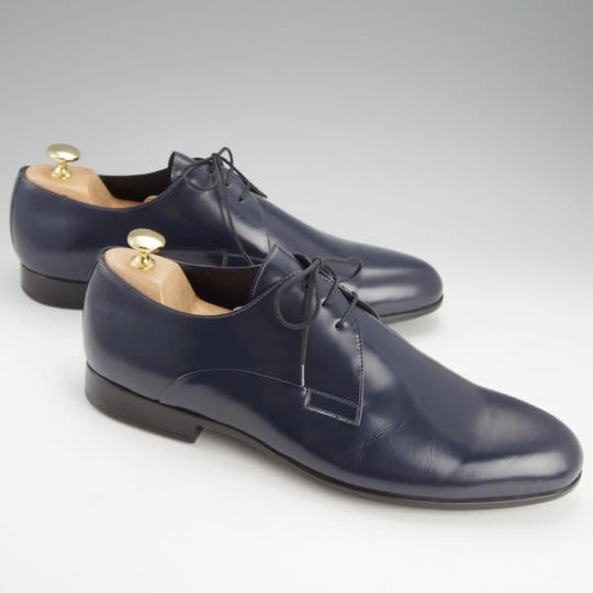 未使用★(伊)RUE51 SIZE 45【★プレーントゥ/紺】ポリッシュレザー/メンズ★i736