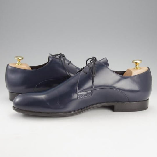 未使用★(伊)RUE51 SIZE 45【★プレーントゥ/紺】ポリッシュレザー/メンズ★i736