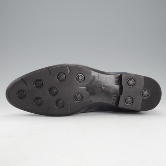 未使用★(伊)RUE51 SIZE 45【★プレーントゥ/紺】ポリッシュレザー/メンズ★i736