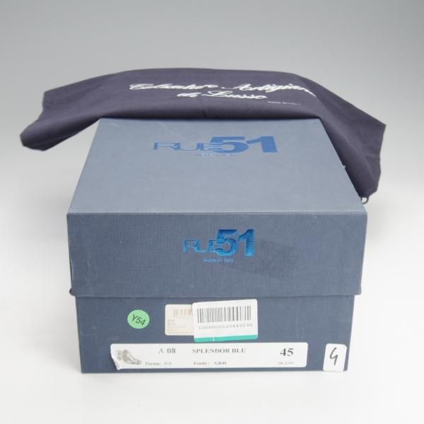 未使用★(伊)RUE51 SIZE 45【★プレーントゥ/紺】ポリッシュレザー/メンズ★i736