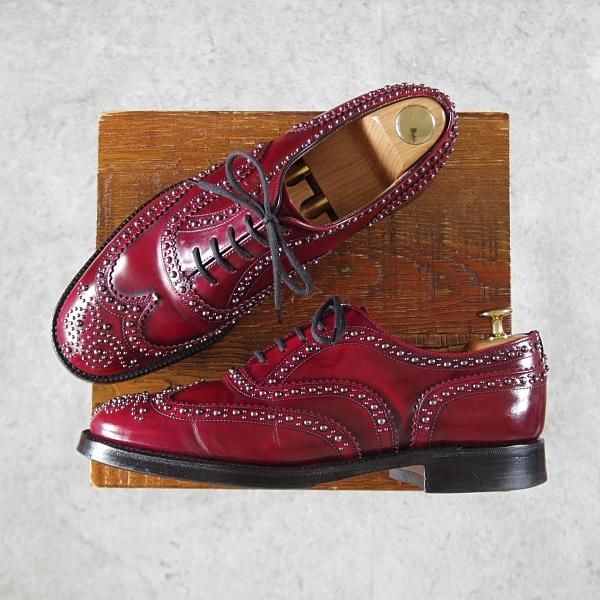 ★チャーチ 65F/UK6.5【同系モデル定価￥181,500-★バーウッド/BURWOOD 2S/スタッズ】81ラスト/赤茶/メンズ/Church's★i737