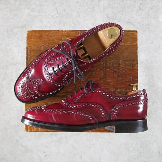 ★チャーチ 65F/UK6.5【同系モデル定価￥181,500-★バーウッド/BURWOOD 2S/スタッズ】81ラスト/赤茶/メンズ/Church's★i737