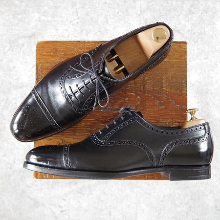 極上★クロケット&ジョーンズ 9D【定価￥104,500-★ハンドグレードライン/BARRINGTON 2】セミブローグ/363ラスト/黒/Crockett&Jones★i738