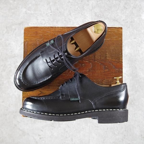 極美品★パラブーツ SIZE 6【定価￥71,500-★シャンボード/CHAMBORD】TEXソール/リスレザー/NOIR/黒/Uチップ/メンズ/Paraboot★i741