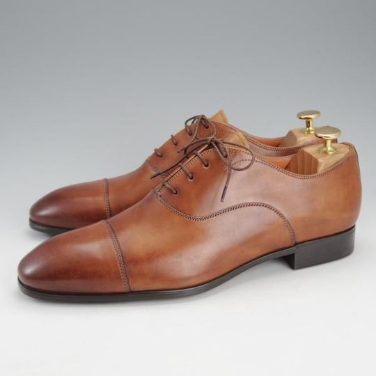 未使用★(伊)サントーニ SIZE 8【★ストレートチップ/392055】カーフ/茶/メンズ/Santoni★i750