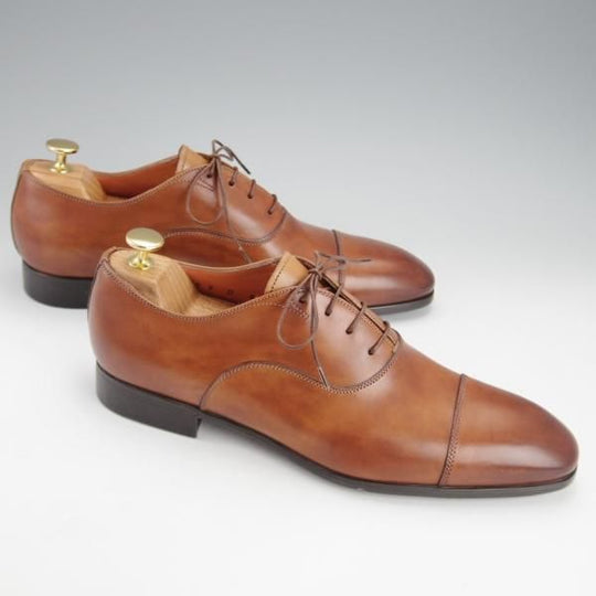 未使用★(伊)サントーニ SIZE 8【★ストレートチップ/392055】カーフ/茶/メンズ/Santoni★i750