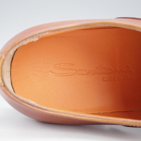 未使用★(伊)サントーニ SIZE 8【★ストレートチップ/392055】カーフ/茶/メンズ/Santoni★i750