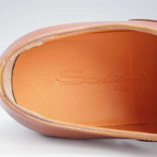 未使用★(伊)サントーニ SIZE 8【★ストレートチップ/392055】カーフ/茶/メンズ/Santoni★i750