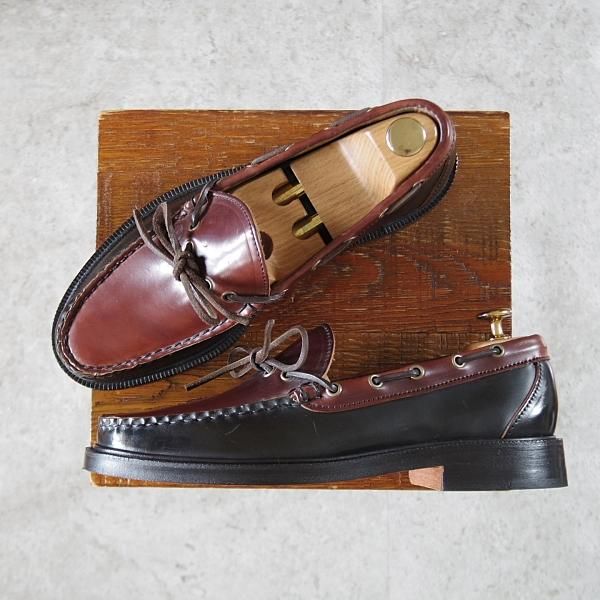 未使用★(米)YUKETEN/ユケテン 8.5C【定価￥118,800-★コードバン仕様/ホーウィン社スタンプ多数】705SP/モカシン/黒×赤茶★i752