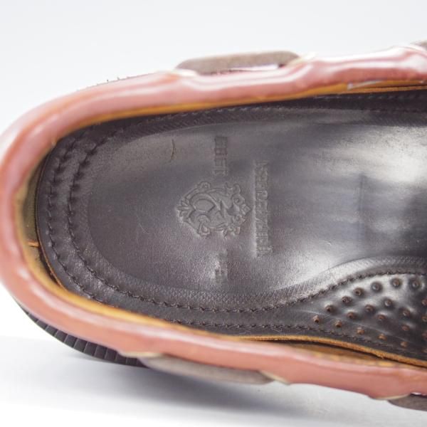 未使用★(米)YUKETEN/ユケテン 8.5C【定価￥118,800-★コードバン仕様/ホーウィン社スタンプ多数】705SP/モカシン/黒×赤茶★i752