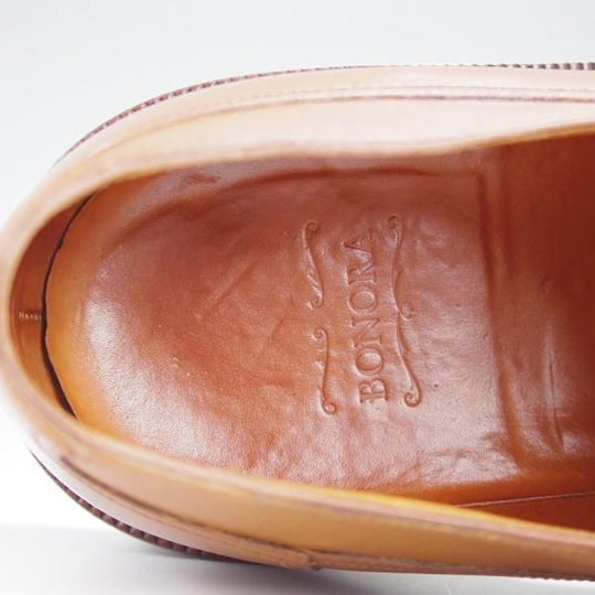 極上★(伊)BONORA/ボノーラ SIZE 42【貴重★ハンドソーンウェルテッド製法/九分仕立て/旧ボノーラ】Uチップ/カーフ/薄茶★i754