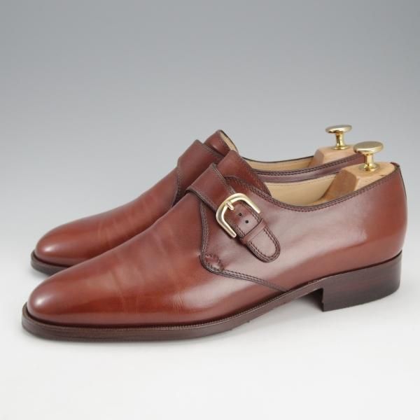 極上★(伊)タニノクリスチー SIZE 8.5【定価15万円以上★モンクストラップ/108552】カーフ/茶/メンズ/TANINO CRISCI★i756