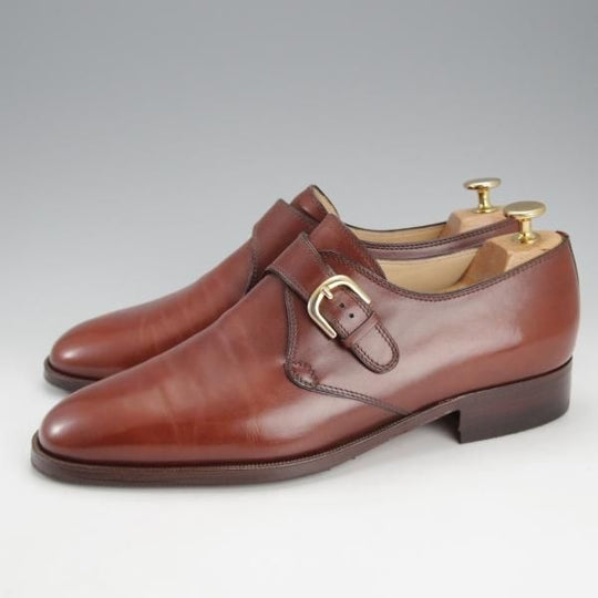 極上★(伊)タニノクリスチー SIZE 8.5【定価15万円以上★モンクストラップ/108552】カーフ/茶/メンズ/TANINO CRISCI★i756