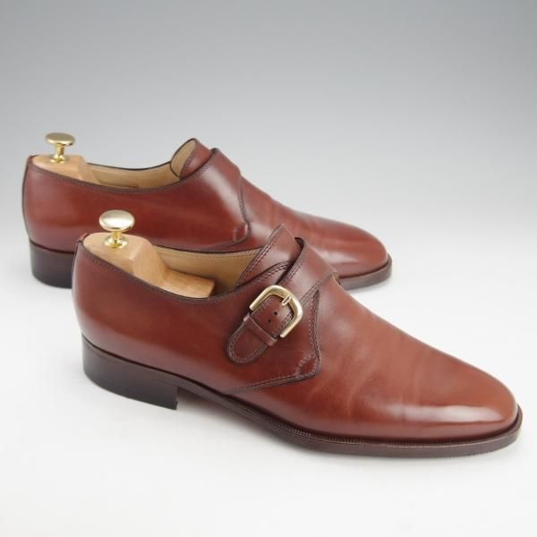 極上★(伊)タニノクリスチー SIZE 8.5【定価15万円以上★モンクストラップ/108552】カーフ/茶/メンズ/TANINO CRISCI★i756