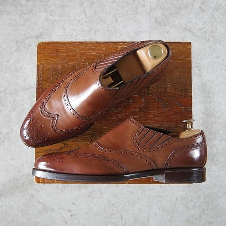 極上★(英)ガジアーノ&ガーリング UK6【高額★(英)ALFRED DUNHILL別注/ダンヒル】サイドエラスティック/茶/カーフ/GAZIANO&GIRLING★i759