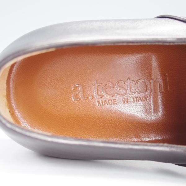 未使用★(伊)ア・テストーニ SIZE 6【★ストレートチップ/黒】カーフ/メンズ/a.testoni★i760