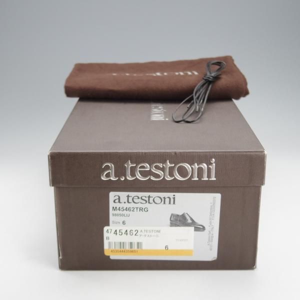 未使用★(伊)ア・テストーニ SIZE 6【★ストレートチップ/黒】カーフ/メンズ/a.testoni★i760