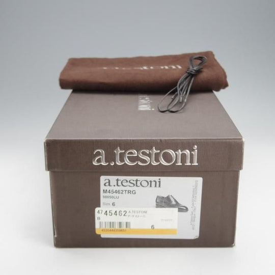 未使用★(伊)ア・テストーニ SIZE 6【★ストレートチップ/黒】カーフ/メンズ/a.testoni★i760
