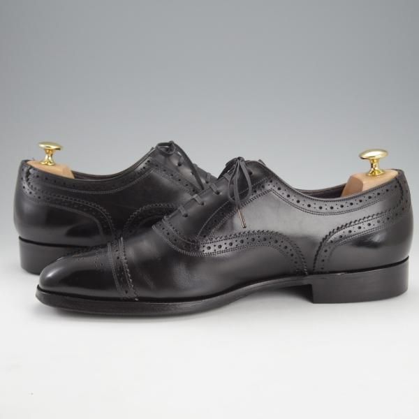 極上★トリッカーズ SIZE 9.5【現行定価8.5万円程度★セミブローグ/m6979】ボックスカーフ/黒/メンズ/Tricker's★i763
