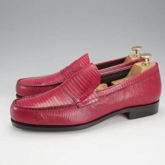 極美品★(スペイン製)CARMINA/カルミナ SIZE 8【モデル定価￥115,500-★リザード革/コインローファー】80142/赤/メンズ★i764