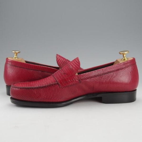 極美品★(スペイン製)CARMINA/カルミナ SIZE 8【モデル定価￥115,500-★リザード革/コインローファー】80142/赤/メンズ★i764