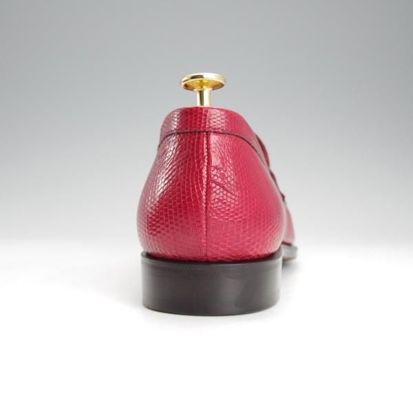 極美品★(スペイン製)CARMINA/カルミナ SIZE 8【モデル定価￥115,500-★リザード革/コインローファー】80142/赤/メンズ★i764