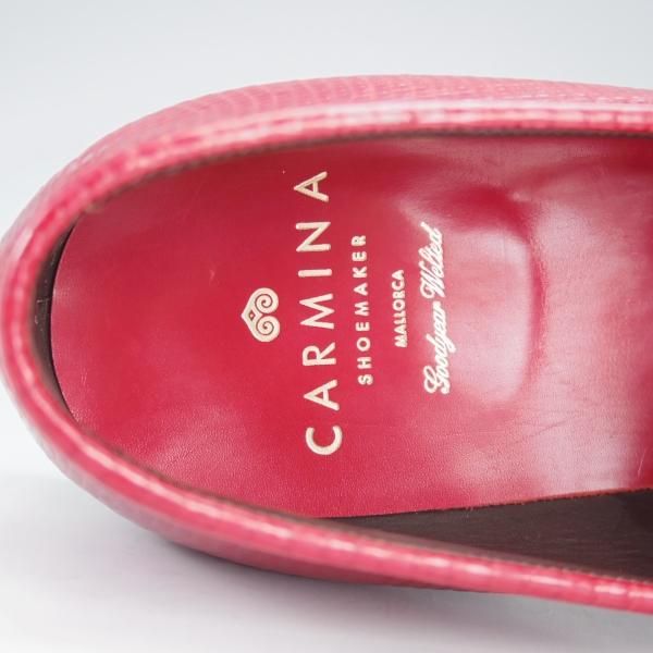 極美品★(スペイン製)CARMINA/カルミナ SIZE 8【モデル定価￥115,500-★リザード革/コインローファー】80142/赤/メンズ★i764