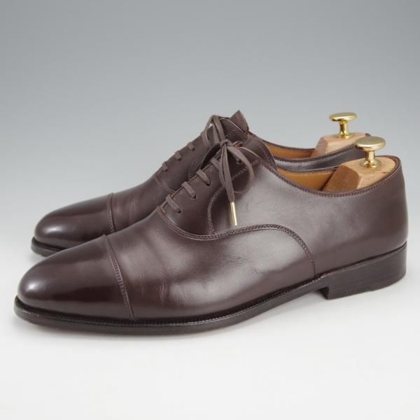 美品★(伊)メルクーリオ UK8程度【ビスポーク品★シュ—ツリー付き/ストレートチップ】濃茶/カーフ/メンズ/Mercurio★i767