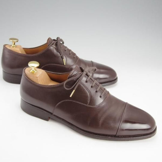 美品★(伊)メルクーリオ UK8程度【ビスポーク品★シュ—ツリー付き/ストレートチップ】濃茶/カーフ/メンズ/Mercurio★i767