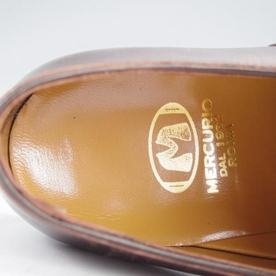 美品★(伊)メルクーリオ UK8程度【ビスポーク品★シュ—ツリー付き/ストレートチップ】濃茶/カーフ/メンズ/Mercurio★i767