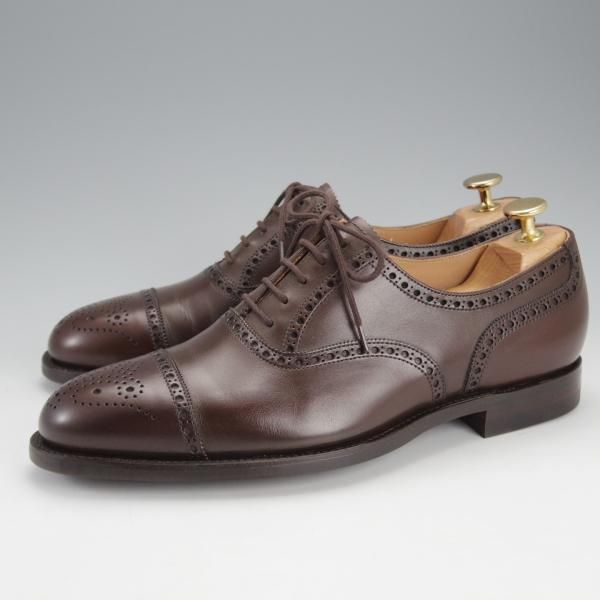 未使用★クロケット&ジョーンズ 6E【定価￥85,320-★CITYソール/YEOVIL】377ラスト/WAX CALF/セミブローグ/Crockett&Jones★i768