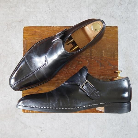 ★(伊)アメデオ・テストーニ SIZE 7.5【定価20万円程度★ノルベジェーゼ製法/Amedeoライン】モンクストラップ/カーフ/黒/a.testoni★i782