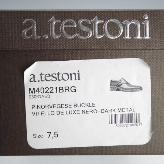 ★(伊)アメデオ・テストーニ SIZE 7.5【定価20万円程度★ノルベジェーゼ製法/Amedeoライン】モンクストラップ/カーフ/黒/a.testoni★i782