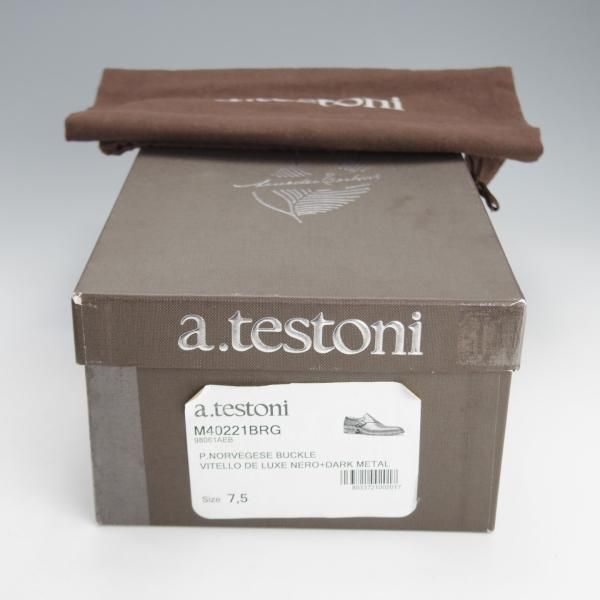 ★(伊)アメデオ・テストーニ SIZE 7.5【定価20万円程度★ノルベジェーゼ製法/Amedeoライン】モンクストラップ/カーフ/黒/a.testoni★i782
