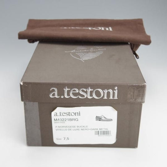 ★(伊)アメデオ・テストーニ SIZE 7.5【定価20万円程度★ノルベジェーゼ製法/Amedeoライン】モンクストラップ/カーフ/黒/a.testoni★i782