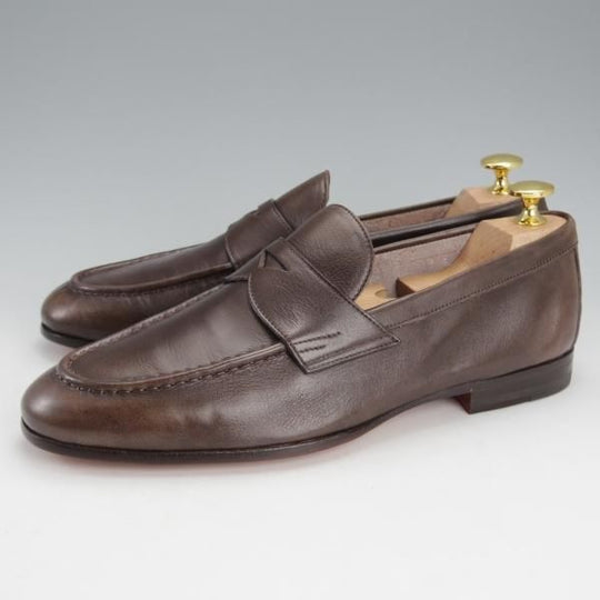 未使用★(伊)サントーニ SIZE 6【★コインローファー/13903】カーフ/濃茶/メンズ/Santoni★i783