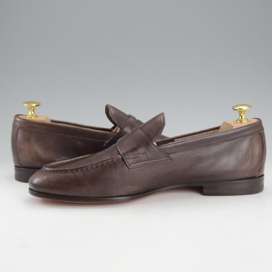 未使用★(伊)サントーニ SIZE 6【★コインローファー/13903】カーフ/濃茶/メンズ/Santoni★i783